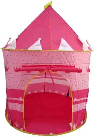 Puregadgets Fairy Princess Tale Castle Pop Up Children's Tent with Windows and Roll Up Door Pink Girls Indoor or Outdoor and Case