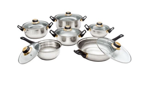 12 Stainless Steel Cookware Saucepan Pan Pot Frying Frypan Cooking Glass Lid Set