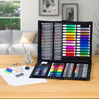 164pc Art Box Set Colour Marker Pens Pencils Crayons Felt Tips Paint Oik Pastels