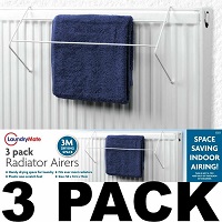 Add a review for: 3 Pack of 2 Bar Radiator Airer Dryer Clothes Drying Rack Rail Towel Holder Hang