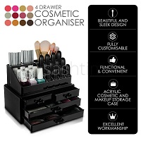 Add a review for: Cosmetic Organiser 4 Drawers Black Acrylic Jewellery Box Makeup Storage Case