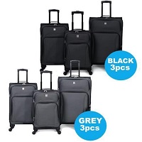 3Pcs Luggage Suitcase Set Soft Shell Trolley 4 Wheel Travel Cabin Carry On Bag