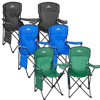 EFG Set of 2 Camping Chair Lightweight Folding Portable with Cup Holder Side Pocket