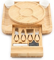 Add a review for: Bamboo Cheese Board and Knife Set with Stainless Steel Knife Set Extra Large Charcuterie Boards Set & Accessories Unique House Warming