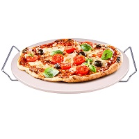 33cm 13'' Pizza Stone W/Chrome Stand Oven Baking Grill BBQ Italian Ceramic Tray
