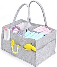 Add a review for:  Baby Diaper Organiser Caddy Felt Changing Nappy Kids Storage Carrier Bag Grey UK