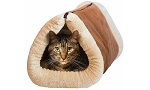 Two-In-One Cat Cave and Bed with Self-Heating Thermal Core No Electric Blanket