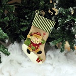 Hessian Christmas Santa Claus Stocking Father Xmas / Snowman Tree Decoration 