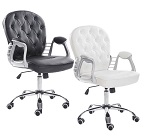 Add a review for: Premium Retro Office Chair Black or White Leather Armchair Gas Lift Chrome Base