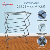 3 Tier Extendable Clothes Airer|Metal|Laundry Drying Rack|Indoor|Outdoor Drier
