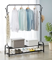 Add a review for: CR200 Heavy Duty Clothes Hanging Rail Clothing Coat Stand Double Shoe Rack Shelf Hooks