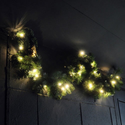 1.2m Pre Lit Garland Christmas Decoration Door Wall Hanging Warm White LED Xmas