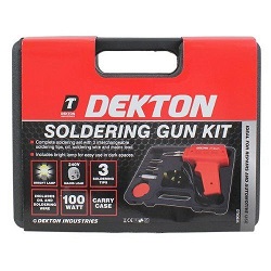 Dekton Soldering Gun Set With Bright Lamp & Accessories DT60935 New 