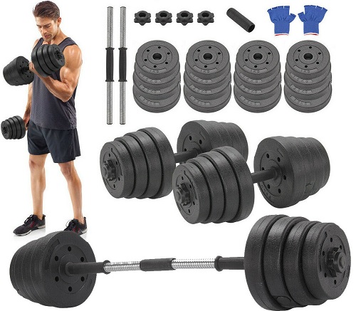 Deluxe 30Kg Dumbbells Pair of Weights Barbell/Dumbells Body Building Set Gym Kit
