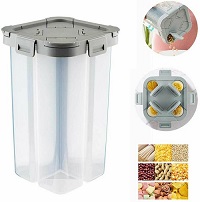 4 Compartment Food Storage Container Sealed - Dry Fresh Cereal Pasta Rice Beans