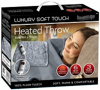 Grey - Electric Heated Blanket Warm Soft Throw Fleece Rug Digital Timer Controller