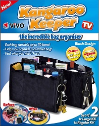 Set Of 2 Kangaroo Keeper Black Bag Handbag Purse Travel Organiser Storage Bag 