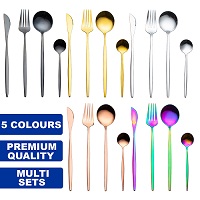 Add a review for: Premium Modern Cutlery Set Finest Quality Polished Stainless Steel 5 Colours