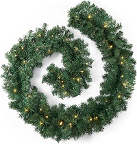 Add a review for:  2.7m Christmas Garland Decorations, 9FT Green Garland Illuminated with 30 Warm LED Lights, Garland Artificial Greenery Holiday Decor for Indoor Outdoor