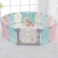 Adjustable Baby Playpen with Activity Panel and Mats