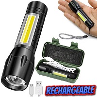 Add a review for: Pocket High Powered Torch Rechargeable Military Grade with Case LED COB Zoom 
