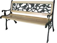 Add a review for: Rose style 3 Seater Outdoor Wooden Garden Bench Chair Seat Cast Iron Legs Park Furniture