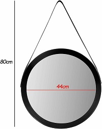 Add a review for: Deep Round Black Hanging Wall Mirror for Hallway Living Room Bedroom Bathroom
