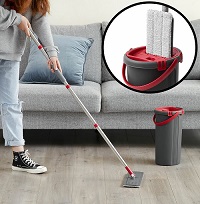 Add a review for: Self-Wash and Self-Dry Microfibre Mop and Bucket Set Wood Tiles Hard Floor Vinyl