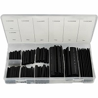 EFG1009 127pc Black Heat Shrink Tube Assortment Wire Wrap Electrical Insulation Sleeving