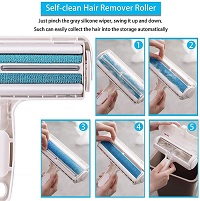 Add a review for: Pet Hair Remover Roller, Reusable Animal Hair Removal Brush for Dogs and Cats, Easy to Self Clean the Pet Fur from Carpet, Furniture, Rugs, Laundry, Clothes and bedding, Sofa - Blue