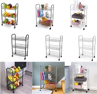 3 Tier Fruit Trolly Basket Rack Kitchen Storage Vegetable Cart 16209