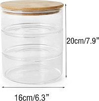 3 Tier Round Stackable Glass Storage Jars with Lid GPZ16