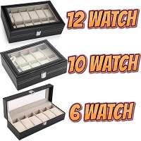 Add a review for: Mens 6 10 12 Grids PU Leather Watch Display Case Collection Storage Holder Box