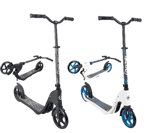 iScoot X60 Stealth Black Adult City Push Kick Scooter with Large 200MM Wheels, Kick Stand, Mud/Rain Guards and Folding Frame - Easy to Carry Light Weight Aluminium Kickboard Scooter