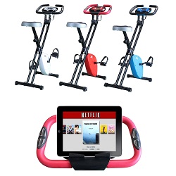 Foldable Magnetic Exercise X Bike For Cardio Fitness Workout Weight Loss Body Tine Cycle Bicycle Folding Home Cycling Machine with iPad / Samsung / Tablet Holder