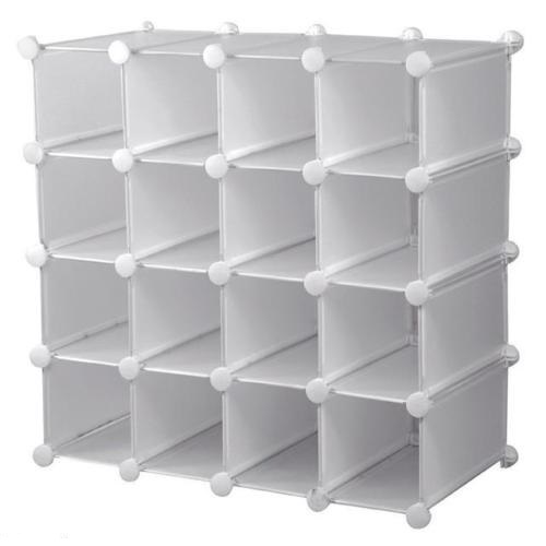 HEAVY DUTY INTERLOCKING 16 PAIRS CUBE SHOE ORGANIZER RACK STORAGE DISPLAY STAND