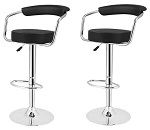 2x Black PU Leather Breakfast Stool Bar Chair