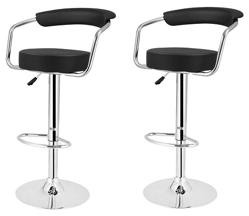 2x Black PU Leather Breakfast Stool Bar Chair