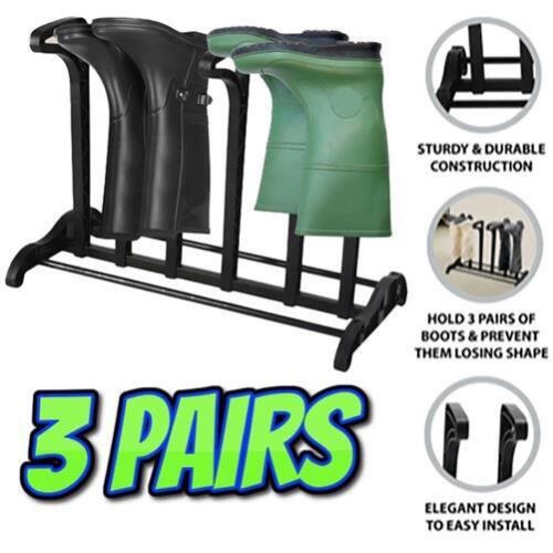 3 Pair Wellington Boot Rack Walking Storage Wellies Shoes Stand Indoor & Outdoor