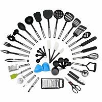 Premium 42pc Kitchen Utensils Set Stainless Steel Non Stick Nylon Cooking Tools