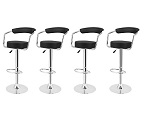 4x Black PU Leather Breakfast Stool Bar Chair