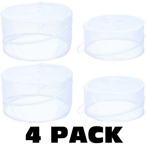 4Pc Reusable Collapsible Pop Up Food Cover Insect Fly Protector Mesh Net Kitchen