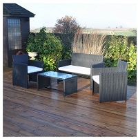 4pc Black Rattan Effect Garden Furniture Set Patio Outdoor 4 Seater PRO