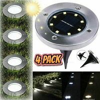 4 Pack LED Solar Power Ground Lights Floor Decking Outdoor Garden Lawn Path Lamp