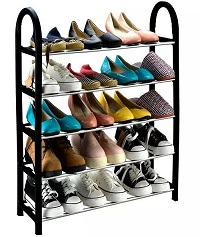 5 Tier 15 Pairs Shoe Rack Stand Storage Self Organiser Lightweight Compact Space