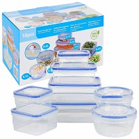  8Pcs Food Storage Containers Clip Seal Lock Lids Boxes Plastic Clear BPA FreeSet