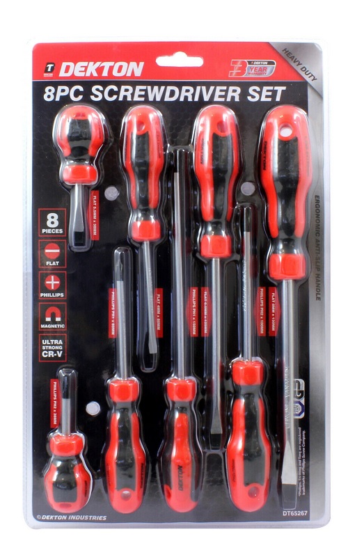 8pc Screwdriver Set DIY Professional Flat Phillips Chrome Vanadium Magnetic Tip