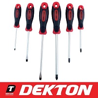 Dekton 6pc Magnetic Soft Grip Slotted Flat Phillips Screwdriver Set 75mm - 150mm