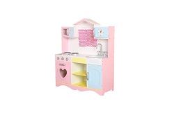 Large Girls Kids Pink Wooden Play Kitchen Children's Role Play Pretend Set Toy