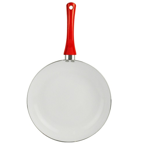 28cm Ceramic Non Stick Frying Pan Easy Clean Soft Grip Handle Red Gas Hob 